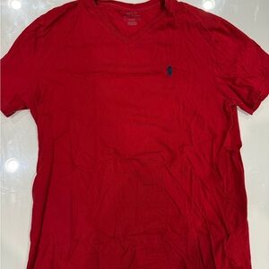 Polo by Ralph Lauren Men's Red V-Neck Tee